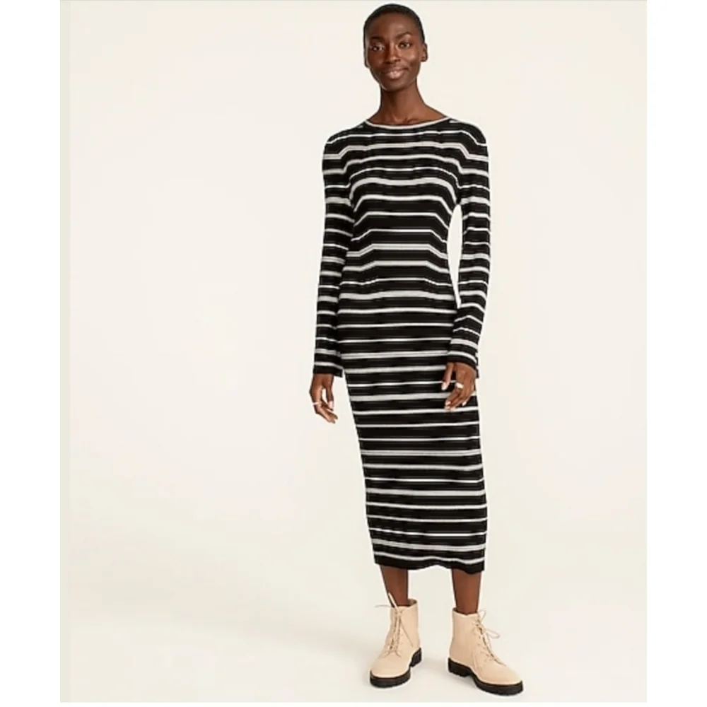 7. J.Crew Knit ribbed sweater-dress in mixed stripe